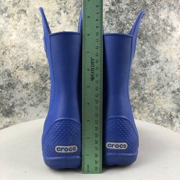 Crocs Kids Size J2 Handle It Blue Easy On Lightweight Pull On Rubber Rain Boots - Picture 8 of 16
